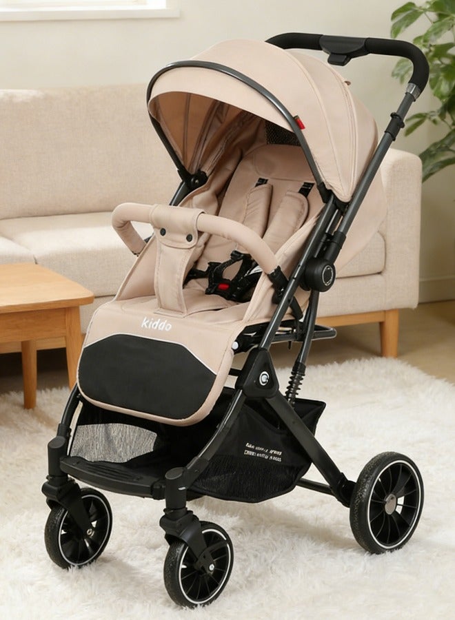 كيديليو عربة أطفال ثنائية الاتجاه | امتصاص صدمات ممتاز | مواجهة للأمام وللوالدين | مظلة ومقعد كبيران | حزام أمان خماسي النقاط | حامل أكواب | سلة كبيرة | طي سريع | من 0 إلى 48 شهرًا، لون أسود - Image 1